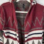 Elan Geometric Western Aztec Hooded Open Wool Cardigan Size M Photo 2