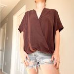 Vince . Maroon Brown Silk Faux Wrap Blouse Photo 4