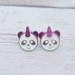Unicorn Panda? Stud Earrings Photo 0