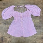 Free People  Wink My Way Top Square neck pink puff sleeve top Photo 2