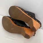 Lucky Brand  Brown Leather Maddox Wooden Platform Heels Size 6.5 Photo 1