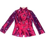 Zi Qing Ge Embroidered Floral Chinese Style Jacket Wine Purple Frog Closures LG Photo 2