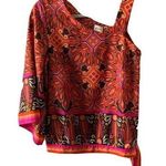Chico's Womens Size Small Multicolor Artsy Print One Shoulder Blouse Top Photo 0