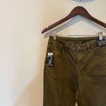 Ethyl Olive Green Frayed Hem Embroidered Skinny Jeans Size 2 Photo 1