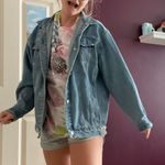 unique hand painted abstract jean jacket Multiple Size L Photo 2