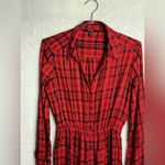 EXPRESS  Red Checkered Long Sleeve Dress size S Photo 2