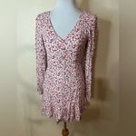 AFRM Monna Pink Floral Long Sleeve Cutout Flounce Hemline Mini Dress SMALL Photo 1