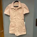 Anthropologie  pilcro The Kit Denim Romper Jumpsuit‎ Pink Short Sleeve Utility 8 Photo 3