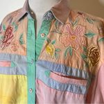 Vintage Together embroidered floral western style colorful button down top Size M Photo 1