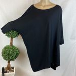 Eileen Fisher  Black Short Sleeve Loose Tunic Dolman Sleeve Crewneck Tee Shirt M Photo 1