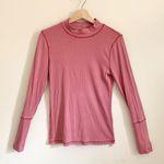 Free People  Intimately Pink Mock Neck Long Sleeves Ribbed Blouse Top Large Photo 1