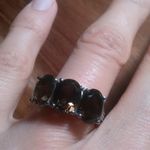 Brazilian Smokey Quartz Three Stone Stainless Steel Ring (Size 7) Photo 12