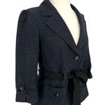 Classiques Entier Wool Linen Tie Waist Blazer Jacket Navy Blue Size 6 Photo 3