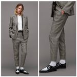 All Saints Bea Check Plaid Trouser Pants 2‎ Grey Photo 1