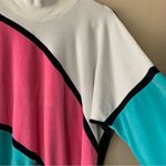 Vintage Starting Point 80's Color Block Pink/Teal High Neck Sweatshirt Medium Pink Photo 4