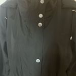 Dress Barn Black Trench Coat with Patterned Cuffs Photo 2
