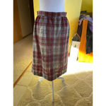 Women's Maroon Grey Plaid Midi Skirt Small Gray Photo 2
