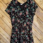 Xhilaration Black Floral blue yellow paisley v neck shorts romper size large Photo 0