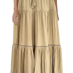 Rachel Zoe NWT Rachael Zoe Tan Pull On Tiered Satin Maxi Skirt Women’s Size Small Photo 0