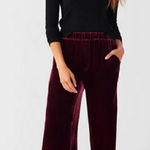 Faherty ππ Vintage Silk Velvet Genevieve Pant Wide Leg Maroon Banner Large NWT Photo 0