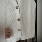H&M  sweater vest ribbed knit cream metal buttons gold sleeveless top Photo 3