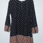 Abercrombie & Fitch Black Paisley Long Sleeve Keyhole Dress Size Medium Photo 5