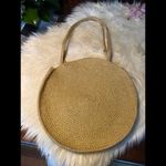 Stylish Woven Jute Round Tote Bag Tan Photo 1