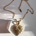 Heart charm rhinestones gold necklace Photo 0