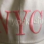NYC Baseball Cap Embroidered White Pink Hook Loop Adjustable Back OS Casual Photo 4