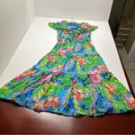 Ralph Lauren Lauren  Floral Crinkle Georgette Tiered Dress Size 2 Tropical‎ NEW Photo 1
