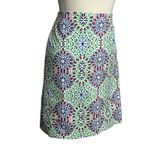Talbots Skirt Womens 12 Green Blue Kaleidoscope Floral Lined Preppy Classic Boho Photo 3