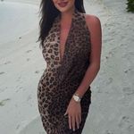 ZARA  Maxi plunge neck halter Dress Mesh Cheetah Animal print bodycon Photo 9