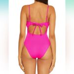 Becca Color Code Santorini One-Piece Swimsuit shirr front tie back plunge neck M Photo 1