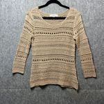 By Design Crochet Top Knit Open Weave Boho Top Beige Medium Sweater Tan Photo 6