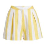 L'Agence L’Agence Vittoria Linen Blend Shorts, Yellow & White Stripes Size 2 New w/Tag Photo 2