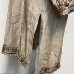 Eskandar Linen Sequin Beaded Tunic Duster Tent Dress Tan Photo 9