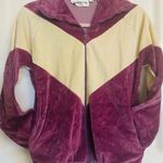 Adolfo Sport Vintage Women’s Size Small Velour Track Jacket • Purple & Cream GUC Photo 8