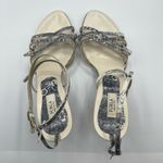 Furla Snakeskin Embossed Leather Strappy Ankle Heel Sandals Cream Size 39 US 8.5 Photo 3