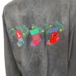Marisa Christina Womens Black Fleece Holiday Jacket Medium Appliqués Christmas Photo 5