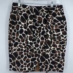 Calvin Klein  Lined Belted Skirt Linen Blend Animal Print Photo 0