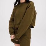 Girlfriend Collective   Olive Green Crewneck Sweater Crop  Photo 2