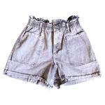 ZARA  Black Acid Wash Paperbag Denim Shorts Photo 0