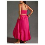 Anthropologie V-Neck Tiered Bubble Hem Poplin Maxi Dress Size XS Barbie Pink Photo 13