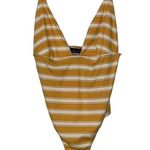 Blue Blush  honey stripe knit bodysuit size medium adjustable strap deep v neck Photo 0