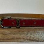 Liz Claiborne Vintage Red Genuine Saddle Leather Brass Buckle Belt Size Large Photo 0