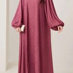Lantern Sleeve Open Front Coat & Dress. Rose/Red color. Size Medium. Photo 3