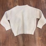 None Womens Small Cream White Cropped Long Sleeve Sweater Chunky Knit Cozy Winter Photo 5