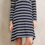 Maeve Anthropologie  navy Striped Turtleneck Long Sleeve‎  Dress XS Small Photo 0