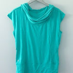 Athleta  Teal Sleeveless Lightweight Cowl Neck Hoodie Pullover Top Photo 0
