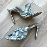 Schutz Striped Bow Open Toe Heels Sandals Blue White (size 8) Photo 2